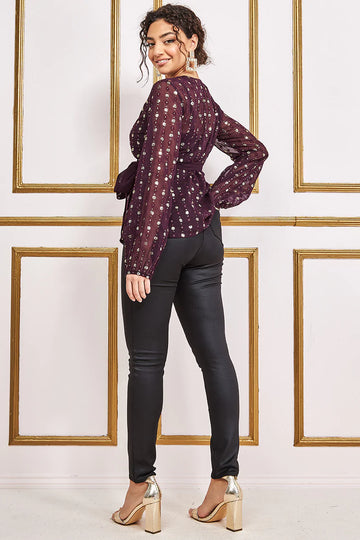 Wrap Sequin Top With Cami Goddiva